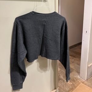 Womens Cropped Long Sleeve Dark Grey